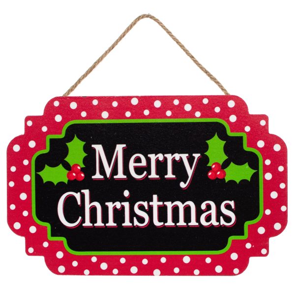 12  Scalloped Wooden Sign: Merry Christmas Holly Online