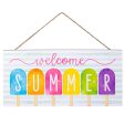 12  Wooden Sign: Welcome Summer Glitter Popsicles Fashion