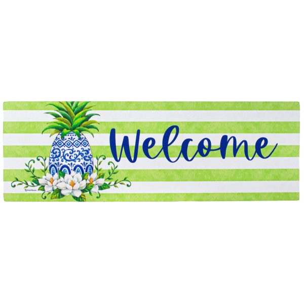 Waterproof Chinoiserie Pineapple & Magnolia Sign (5  x 15 ) For Sale