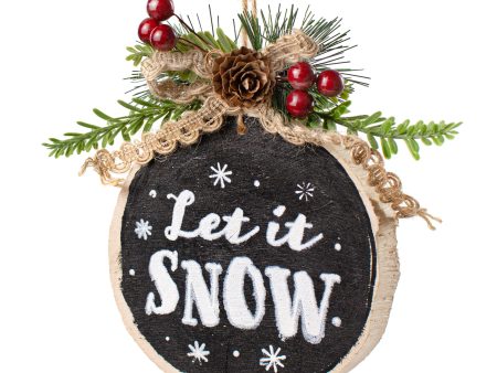 5  Wood Tree Slice Chalkboard Ornament: Let It Snow Hot on Sale