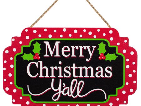 12  Scalloped Wooden Sign: Merry Christmas Y all Online Hot Sale