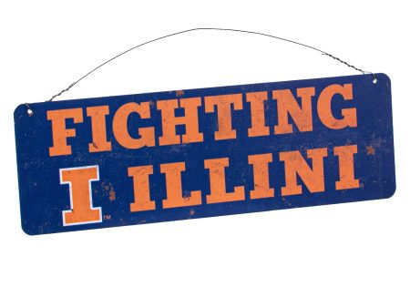 12x4 Collegiate Tin Sign: Illinois Fighting Illini Fashion