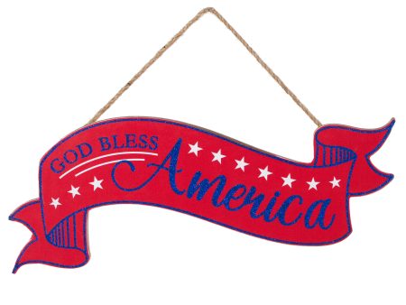 15  Wooden Sign: God Bless America Banner Online