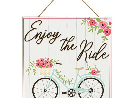 10  Square Wooden Sign: Enjoy The Ride Bicycle Cheap