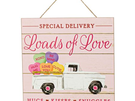 10  Square Wooden Sign: Loads of Love Truck For Cheap