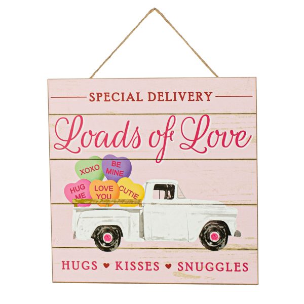 10  Square Wooden Sign: Loads of Love Truck For Cheap