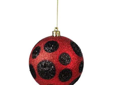 100MM Glitter Dot Ball Ornament: Black & Red Online now