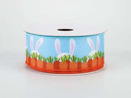 1.5  Bunny Ears & Carrots Ribbon: Blue (10 Yards) on Sale