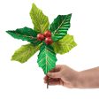 10  Glitter Holly Poinsettia Pick: Green & Red Online Hot Sale