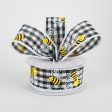 1.5  Gingham Bee Ribbon With White Edge (10 Yards) For Discount