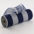 10  Wide Stripe Fabric Mesh: Navy & Cream Fashion