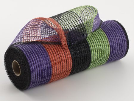 10  Wide Stripe Fabric Mesh: Black, Purple, Fresh Green, Orange Cheap