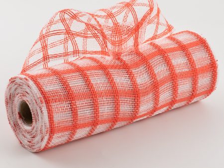 10  Poly Jute Deco Mesh: Orange & Clear Check Supply