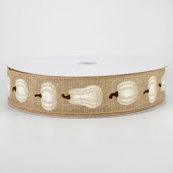 1.5  White Pumpkin Ribbon: Natural (50 Yards) Online now