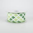 1.5  Mosaic Diamond Pattern Ribbon: Green & Mint (10 Yards) Hot on Sale