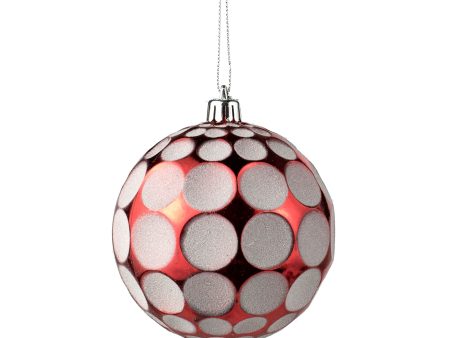 100MM Indent Dot Ball Ornament: Red & White For Cheap