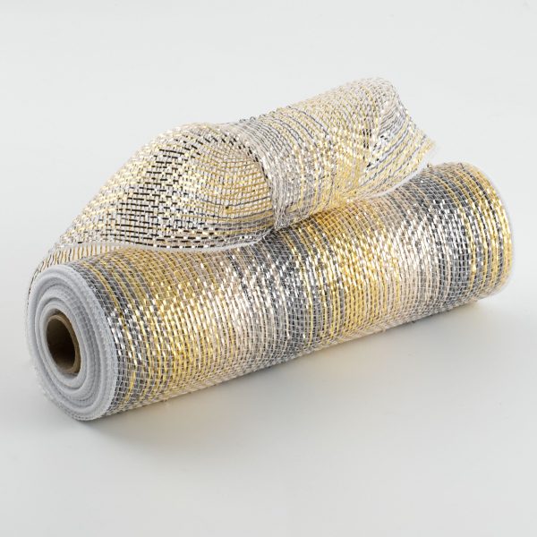 10  Ombré Metallic Deco Mesh: Pewter, Gold, Silver For Cheap