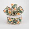 1.5  Hibiscus Monstera Leaves Ribbon: Natural & Orange (10 Yards) Discount