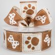 2.5  Doggie Paw Prints Bones Ribbon: Brown & Ivory (50 Yards) For Discount