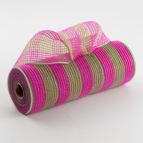 10  Thin Stripe Fabric Mesh: Hot Pink & Fresh Green Online Sale