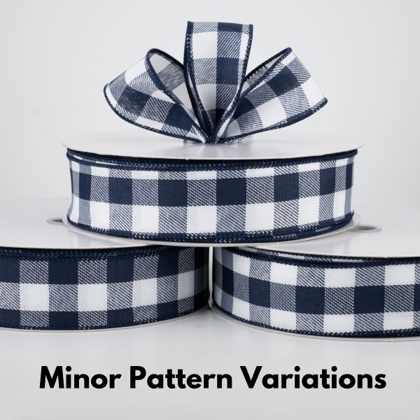 1.5  Woven Buffalo Plaid Ribbon: Navy & White (50 Yards) For Cheap