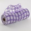 10  Poly Jute Deco Mesh: Purple & Clear Check Online Sale