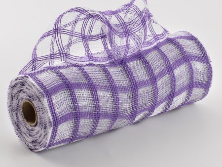 10  Poly Jute Deco Mesh: Purple & Clear Check Online Sale