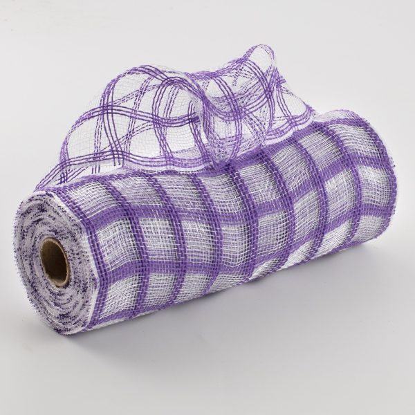 10  Poly Jute Deco Mesh: Purple & Clear Check Online Sale