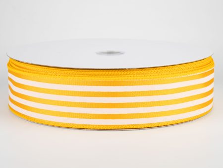 1.5  Cabana Stripes Ribbon: White on Sunflower Yellow (50 Yards) For Sale