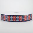 1.5  Star Squares Ribbon: Dark Natural, Red, Blue (50 Yards) Online Hot Sale