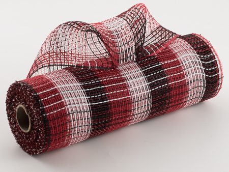 10  Small Check Fabric Mesh: Red, Black, White Online now