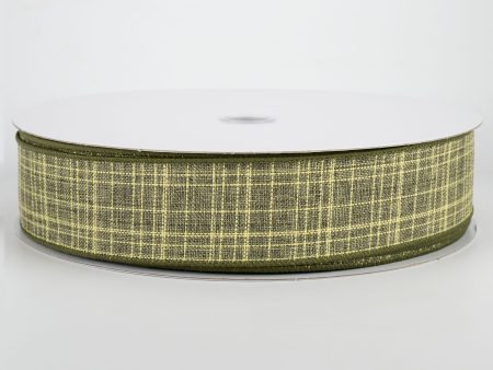 1.5  Estelle Textured Linen Ribbon: Moss Green (50 Yards) Fashion