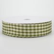 1.5  Primitive Gingham Ribbon: Moss & Natural (50 Yards) Cheap