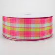 2.5  Emily Plaid Ribbon: Fuchsia, Aqua, Lime, Yellow (50 Yards) Cheap