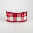 1.5  Windowpane Plaid Ribbon: Red, Ivory, Black (10 Yards) Hot on Sale