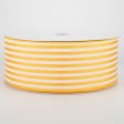 2.5  Cabana Stripes Ribbon: White on Sunflower Satin (50 Yards) Fashion