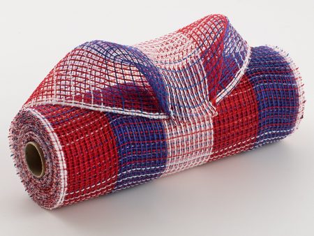 10  Wide Check Fabric Mesh: Red, White, Blue Online Sale