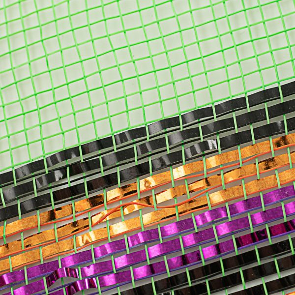 10  Border Stripe Metallic Mesh: Lime & Halloween on Sale