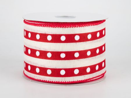 2.5  Studded Stripes Ribbon: Red (10 Yards) Online now