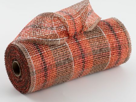 10  Plaid Poly Burlap Mesh: Brown, Orange, Brick, Chocolate, Cream For Discount