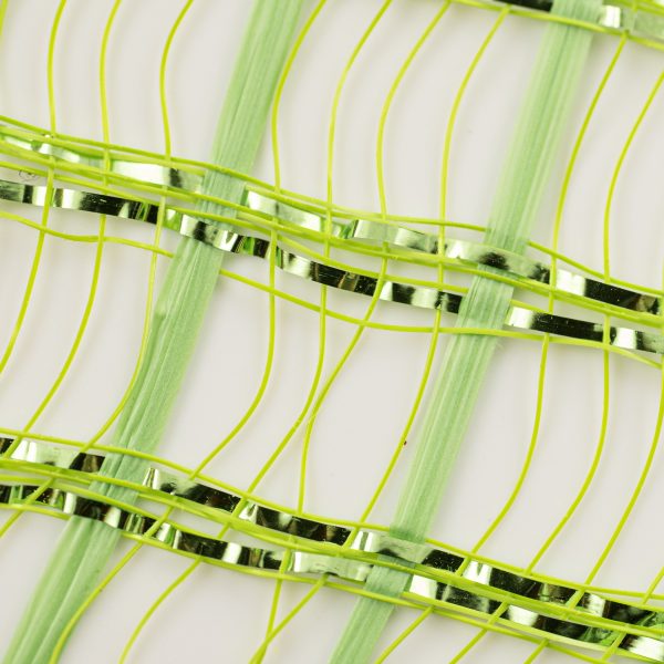 10  Wide Weave Metallic Mesh: Lime Green Check Supply