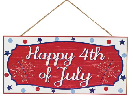 12  Wooden Sign: Happy 4th of July on Sale