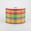 2.5  Montana Plaid Ribbon: Yellow, Fuchsia, Lime (10 Yards) For Sale