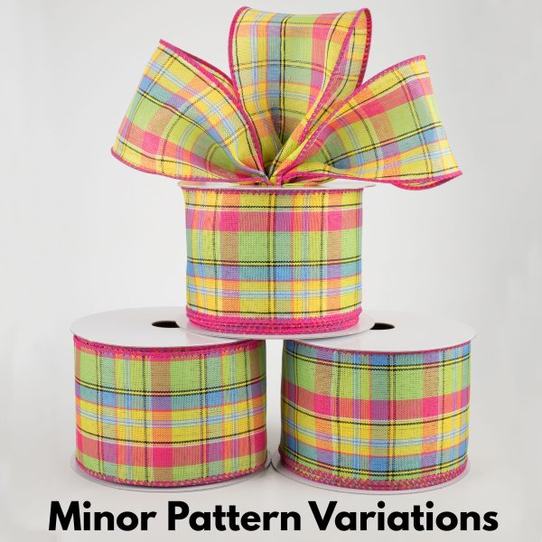 2.5  Montana Plaid Ribbon: Yellow, Fuchsia, Lime (10 Yards) For Sale