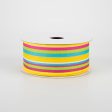 1.5  Walla Stripes Ribbon: Yellow, Fuchsia, Lime, Turquoise (10 Yards) Fashion