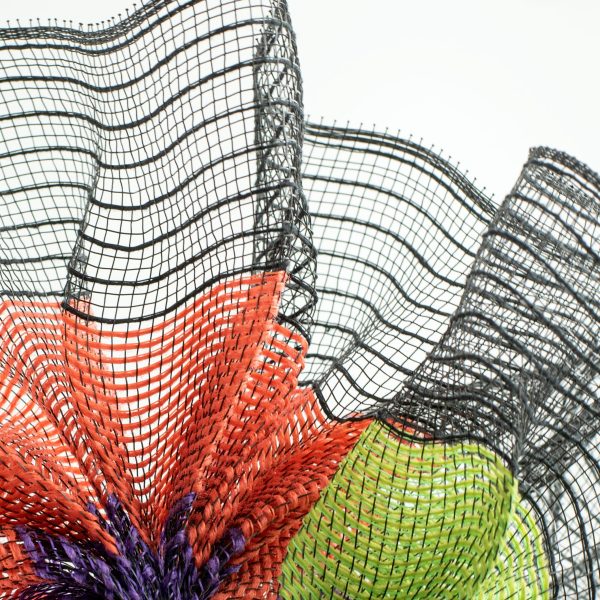 10  Poly Jute Deco Mesh: Black, Orange, Purple, Lime Wide Stripe For Cheap