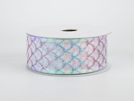 1.5  Glitter Fish Scales Ribbon: Pastel (10 Yards) For Discount