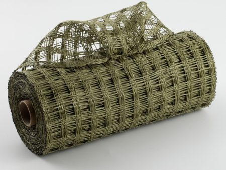 10  Poly Burlap Check Mesh: Olive Green For Sale