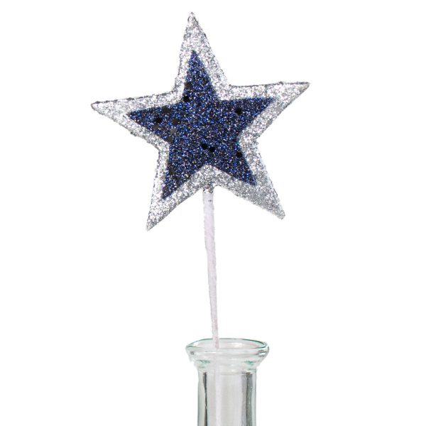 15  Glittered Star Pick: Silver & Navy on Sale