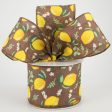 2.5  Lemons & Leaves Ribbon: Brown (10 Yards) on Sale